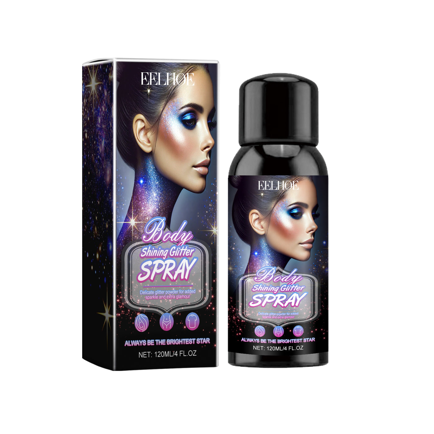 Brightening Glitter Spray, Glitter Highlight Spray Natural Stereo Long-Lasting Brightening Glitter