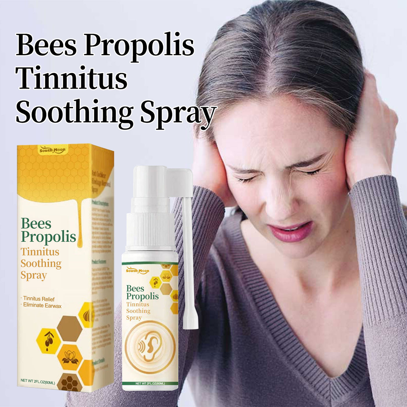 Bees Propolis Tinnitus Soothing Spray, Relieve Tinnitus And Ear Discomfort Clean Ear Wax Drops