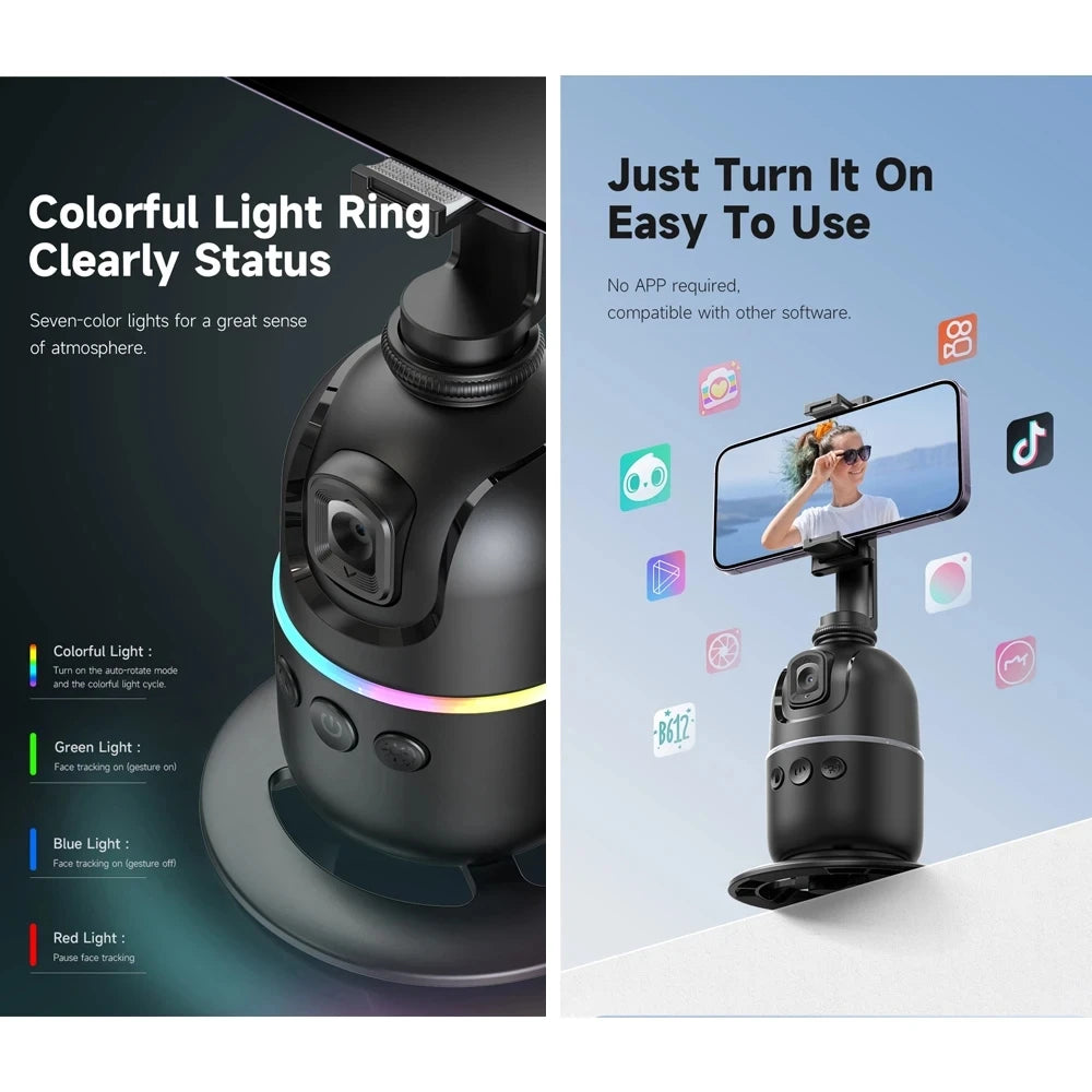 P03 Auto Face Tracking Phone Holder with Colorful Light Ring