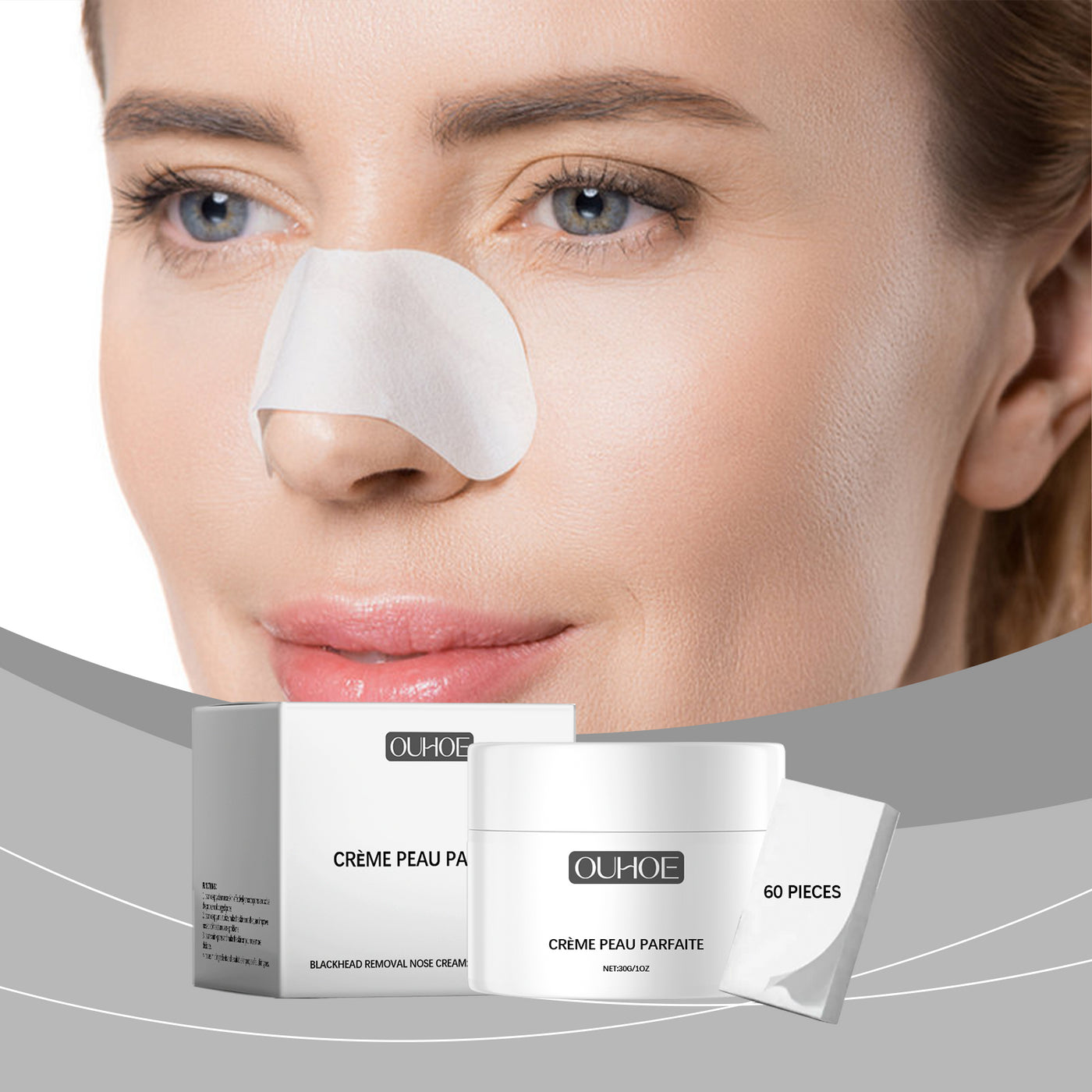 60pieces Pore Cleanser Nose Patch Gentle Care For The Nose To Clean Blackheads And Balance Oil Refreshing Nose Patch