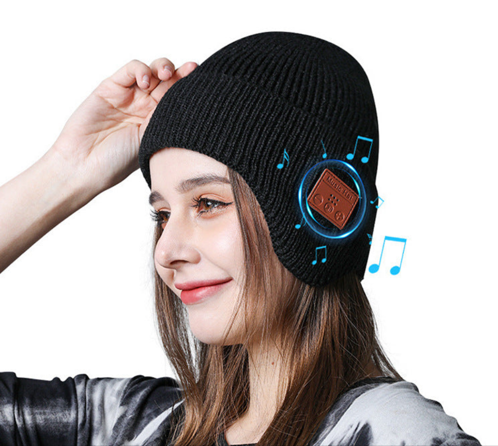 Wireless 5.0 Bluetooth Headset Cap Outdoor Warm Music Wrap Ear Cap