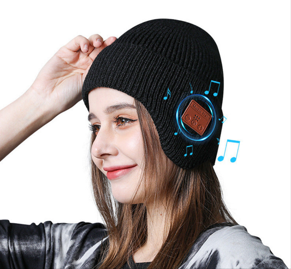 Wireless 5.0 Bluetooth Headset Cap Outdoor Warm Music Wrap Ear Cap